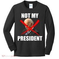 Not My President Trump Anti Biden Kids Long Sleeve Shirt thumb 0