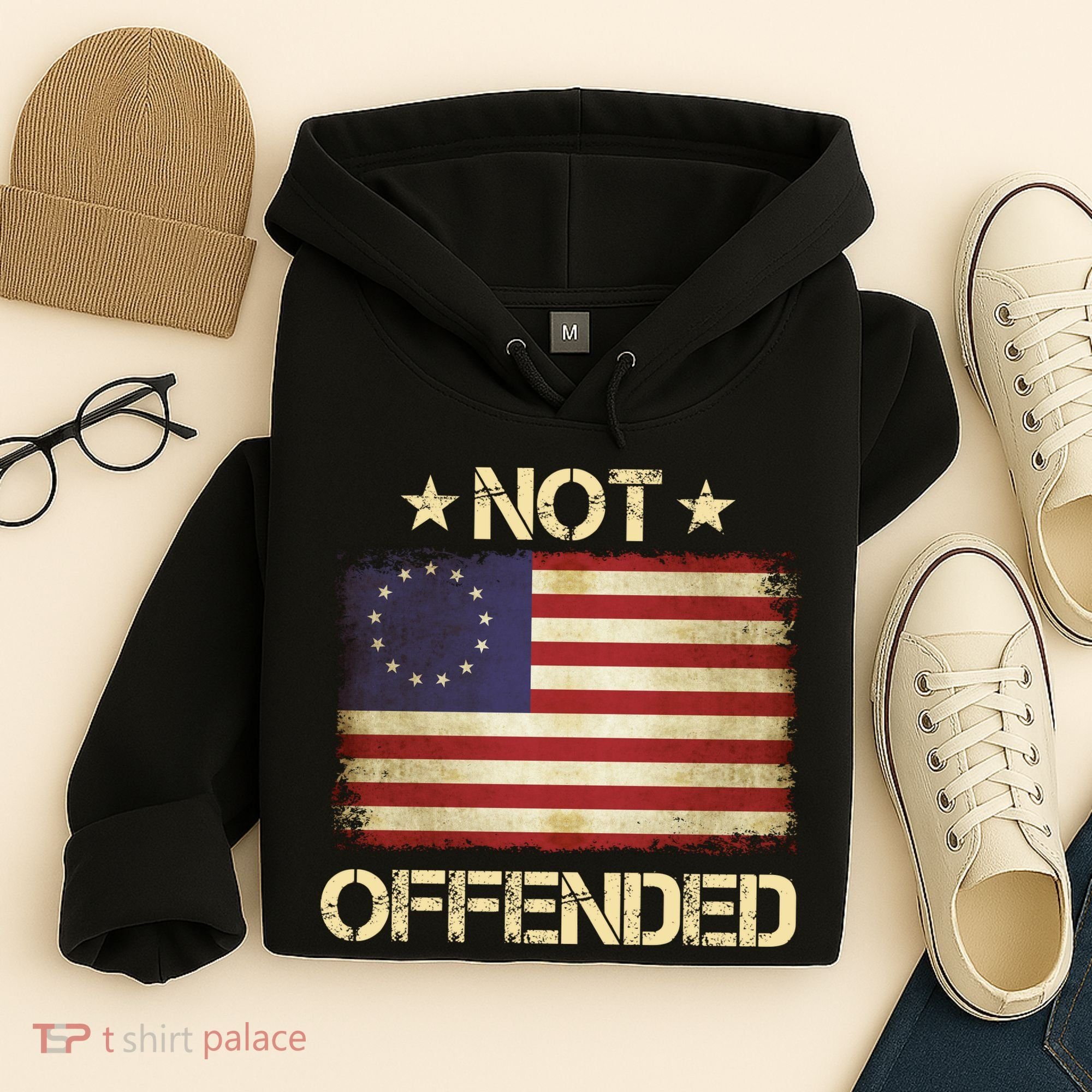 Not Offended Betsy Ross Flag Hoodie