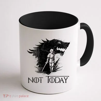 Not Today Arya Wolf Coffee Mug back