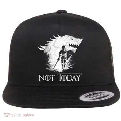 Not Today Arya Wolf Flat Bill Trucker Hat