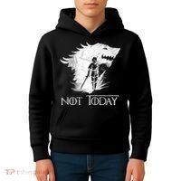 Not Today Arya Wolf Kids Hoodie thumb 4