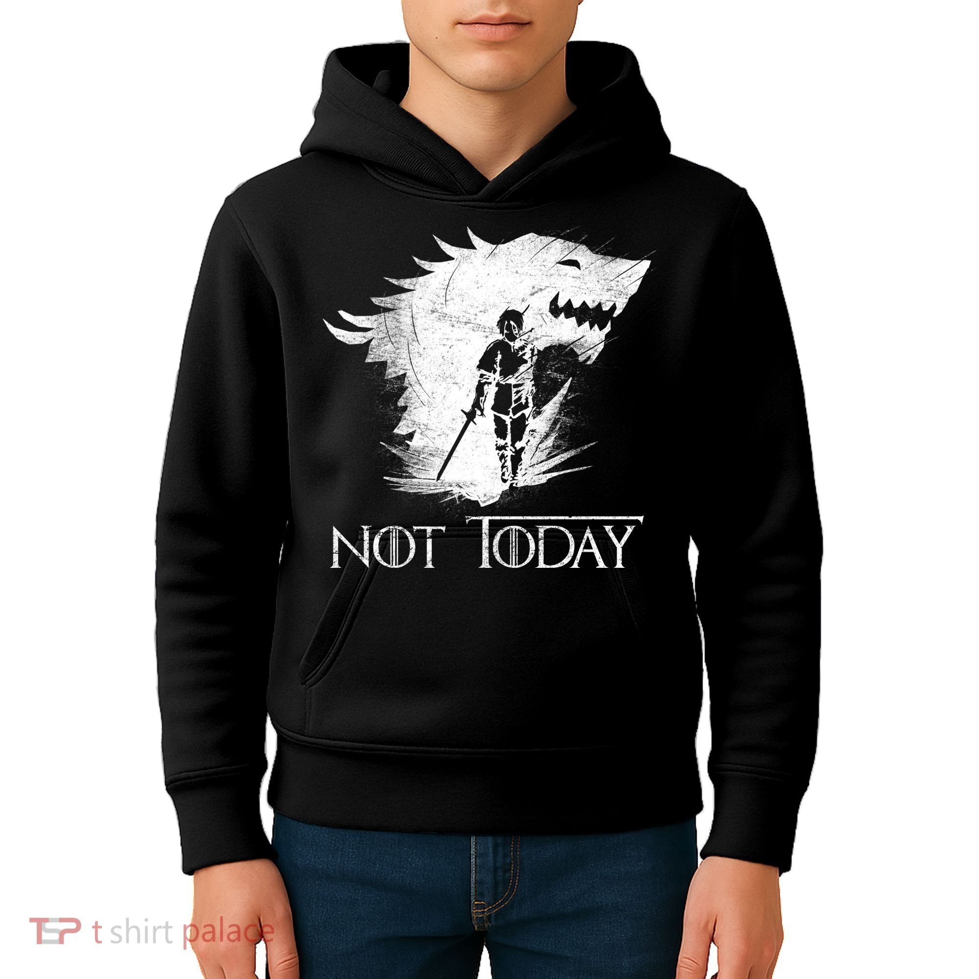 Not Today Arya Wolf Kids Hoodie