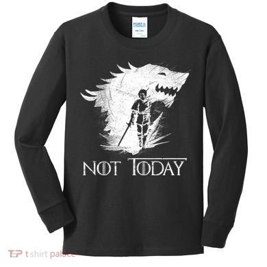 Not Today Arya Wolf Kids Long Sleeve Shirt