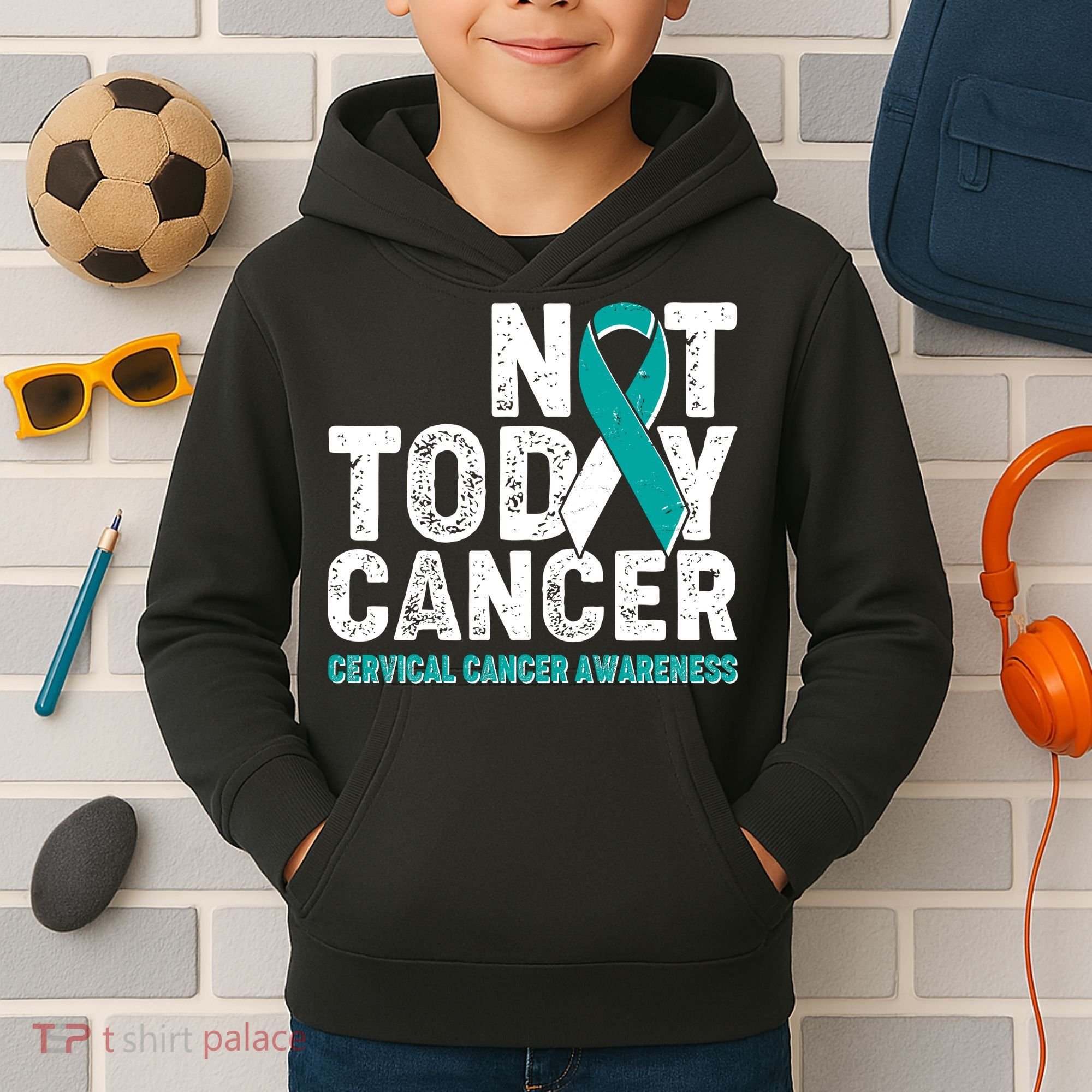 Not Today Cancer Cervical Cancer Awareness Kids Hoodie
