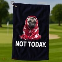 Not Today Funny Pug Golf Towel thumb 1