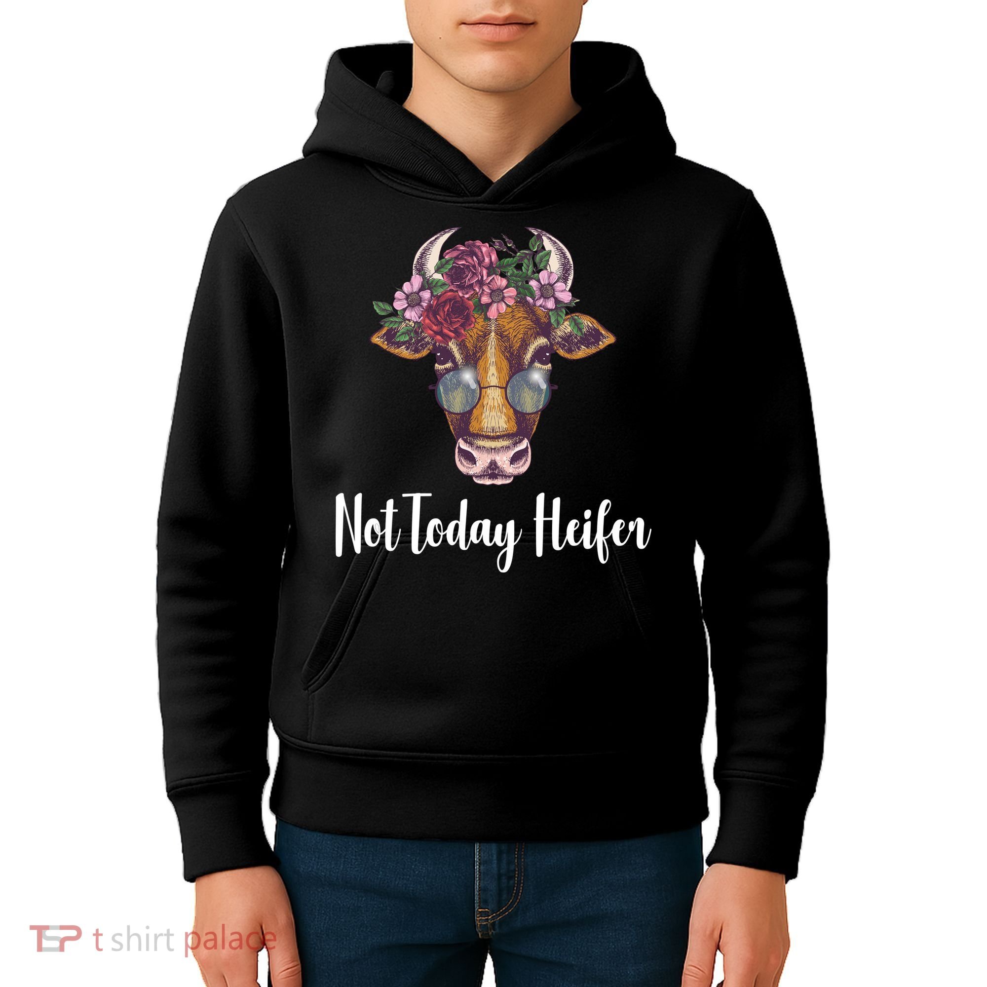 Not Today Heifer Funny Kids Hoodie