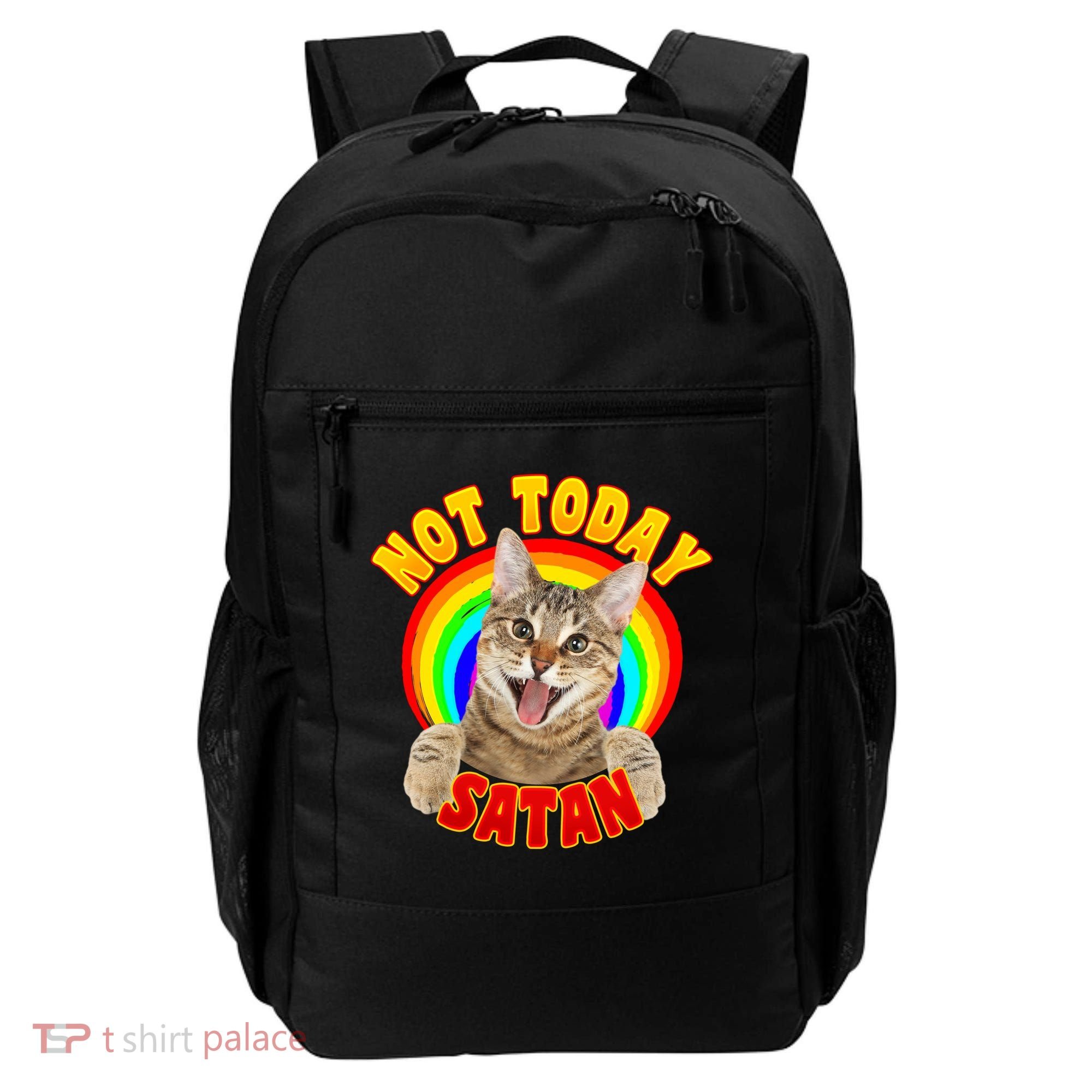 Not Today Satan Funny Cat Rainbow Backpack