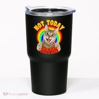 Not Today Satan Funny Cat Rainbow Tumbler thumb 0