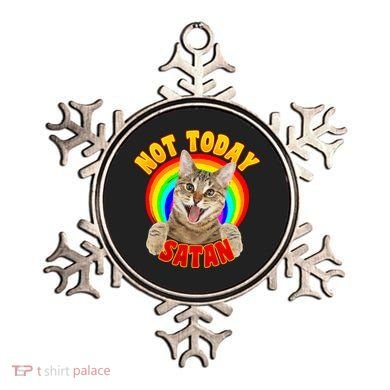 Not Today Satan Funny Cat Rainbow Ornament