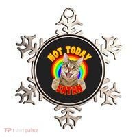 Not Today Satan Funny Cat Rainbow Ornament thumb 0