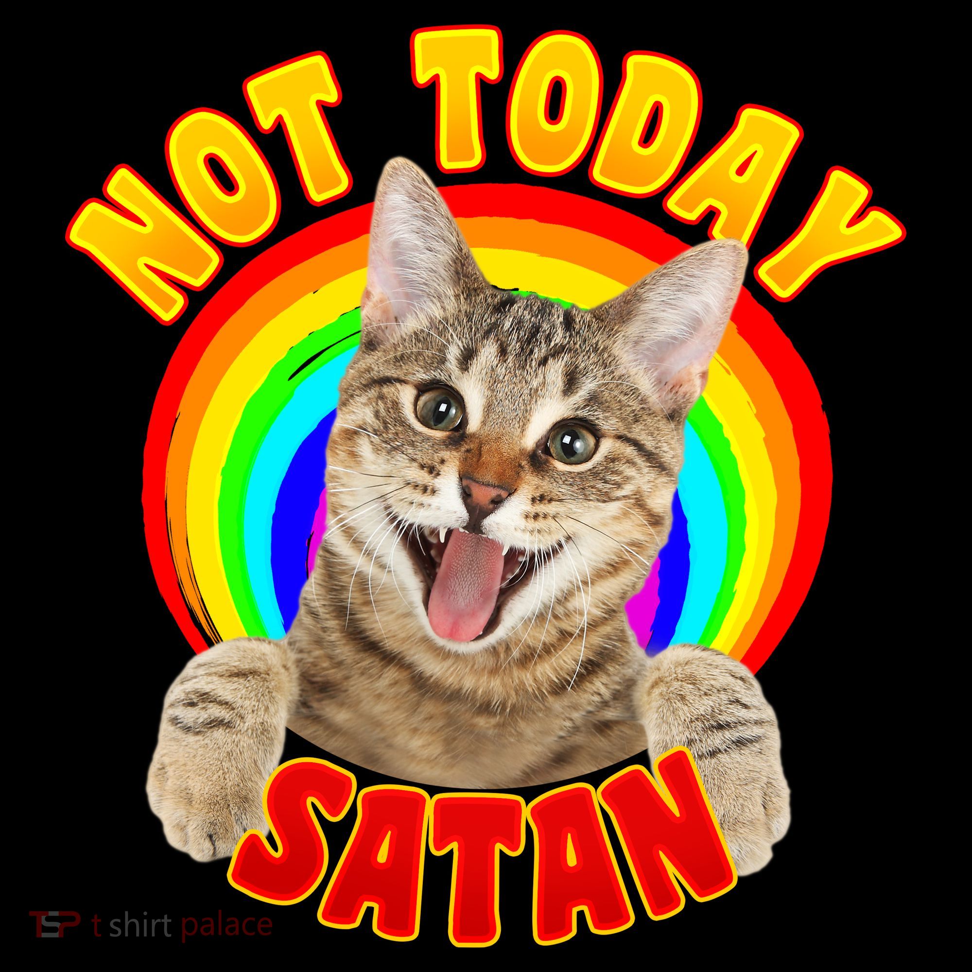 Not Today Satan Funny Cat Rainbow Ornament