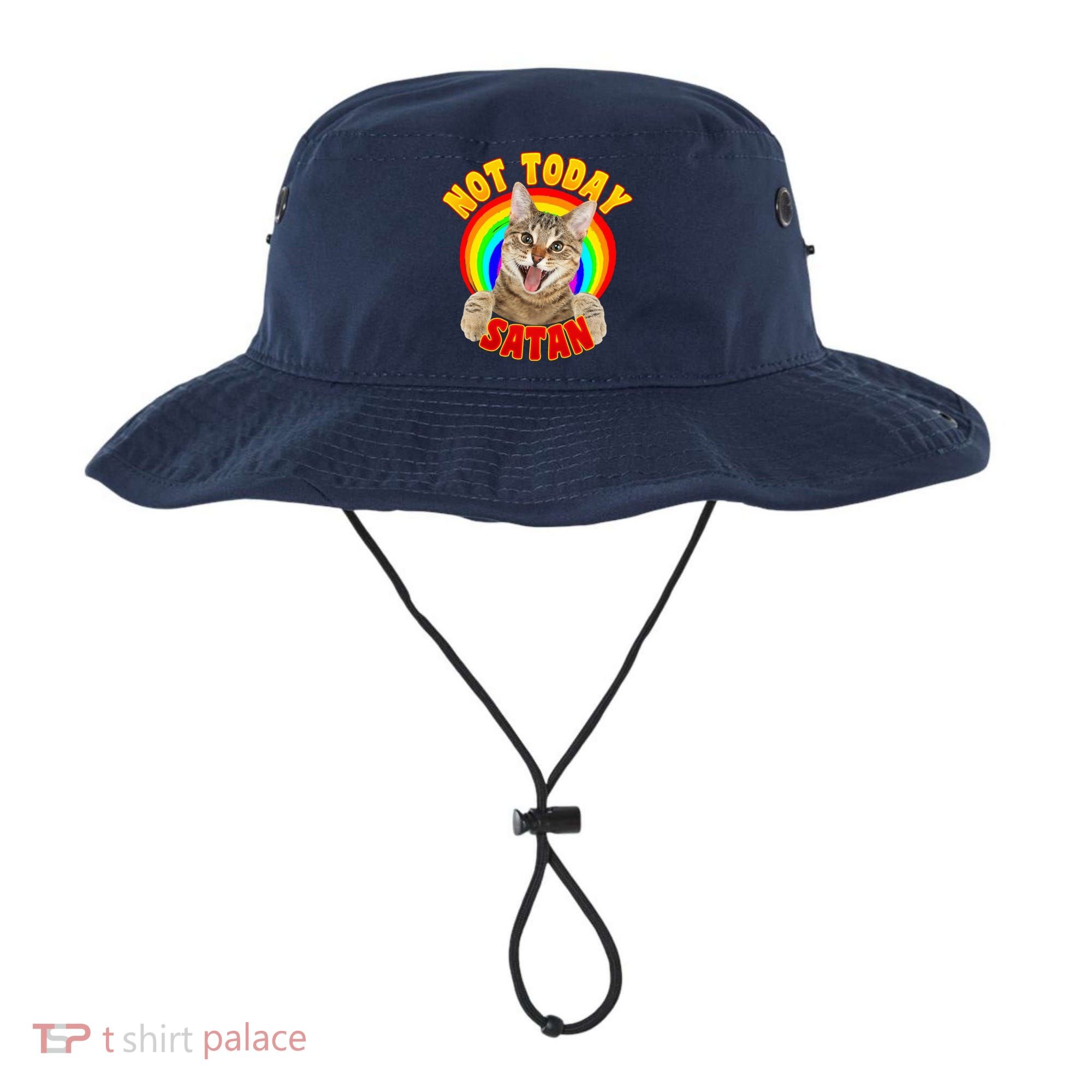 Not Today Satan Funny Cat Rainbow Bucket Hat