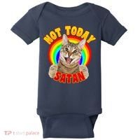 Not Today Satan Funny Cat Rainbow Baby Bodysuit thumb 0