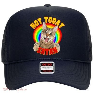 Not Today Satan Funny Cat Rainbow Hat