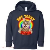 Not Today Satan Funny Cat Rainbow Toddler Hoodie thumb 0