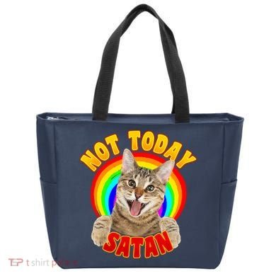 Not Today Satan Funny Cat Rainbow Tote Bag