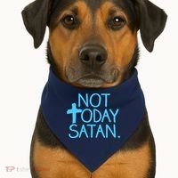 Not Today Satan Jesus Cross USA-Made Doggie Bandana thumb 1