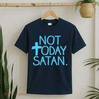 Not Today Satan Jesus Cross T-Shirt thumb 2