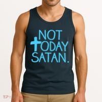 Not Today Satan Jesus Cross Tank Top thumb 3