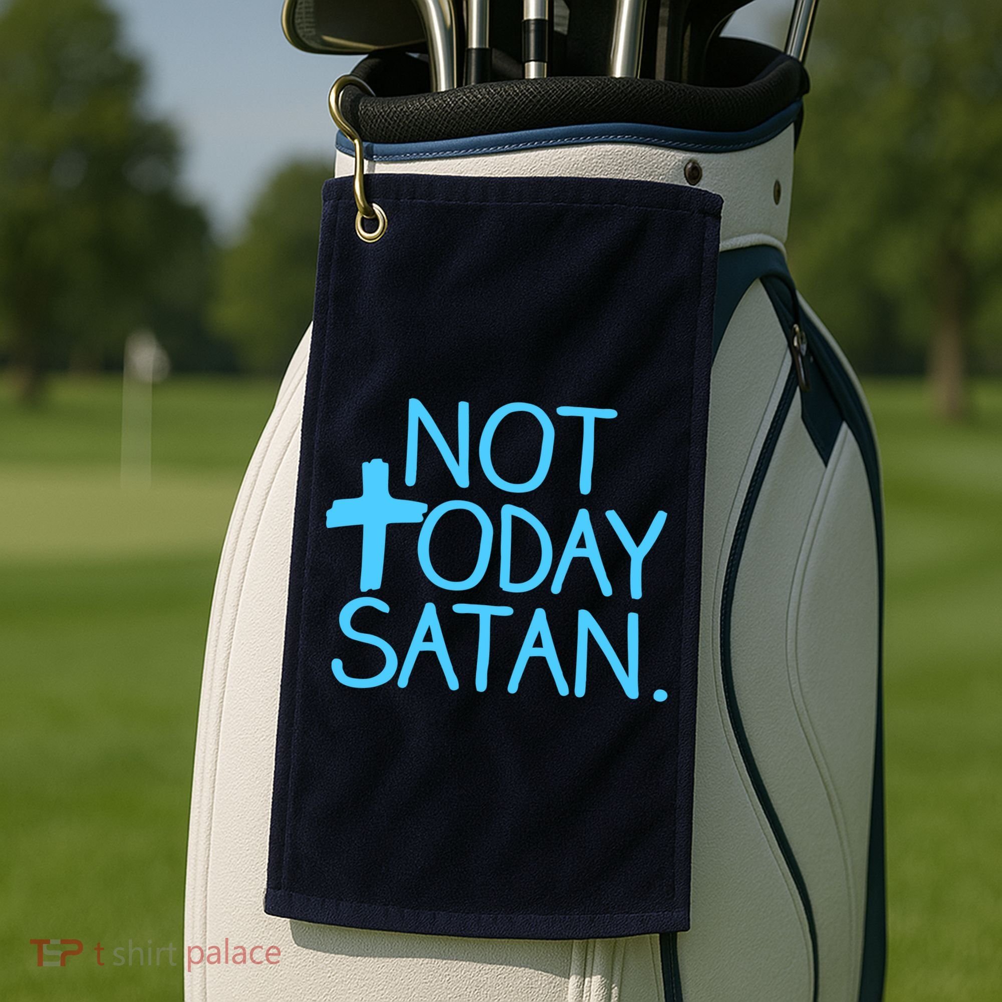 Not Today Satan Jesus Cross Golf Towel
