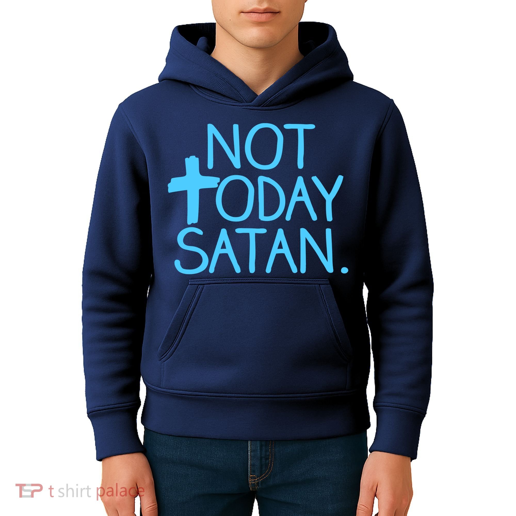 Not Today Satan Jesus Cross Kids Hoodie