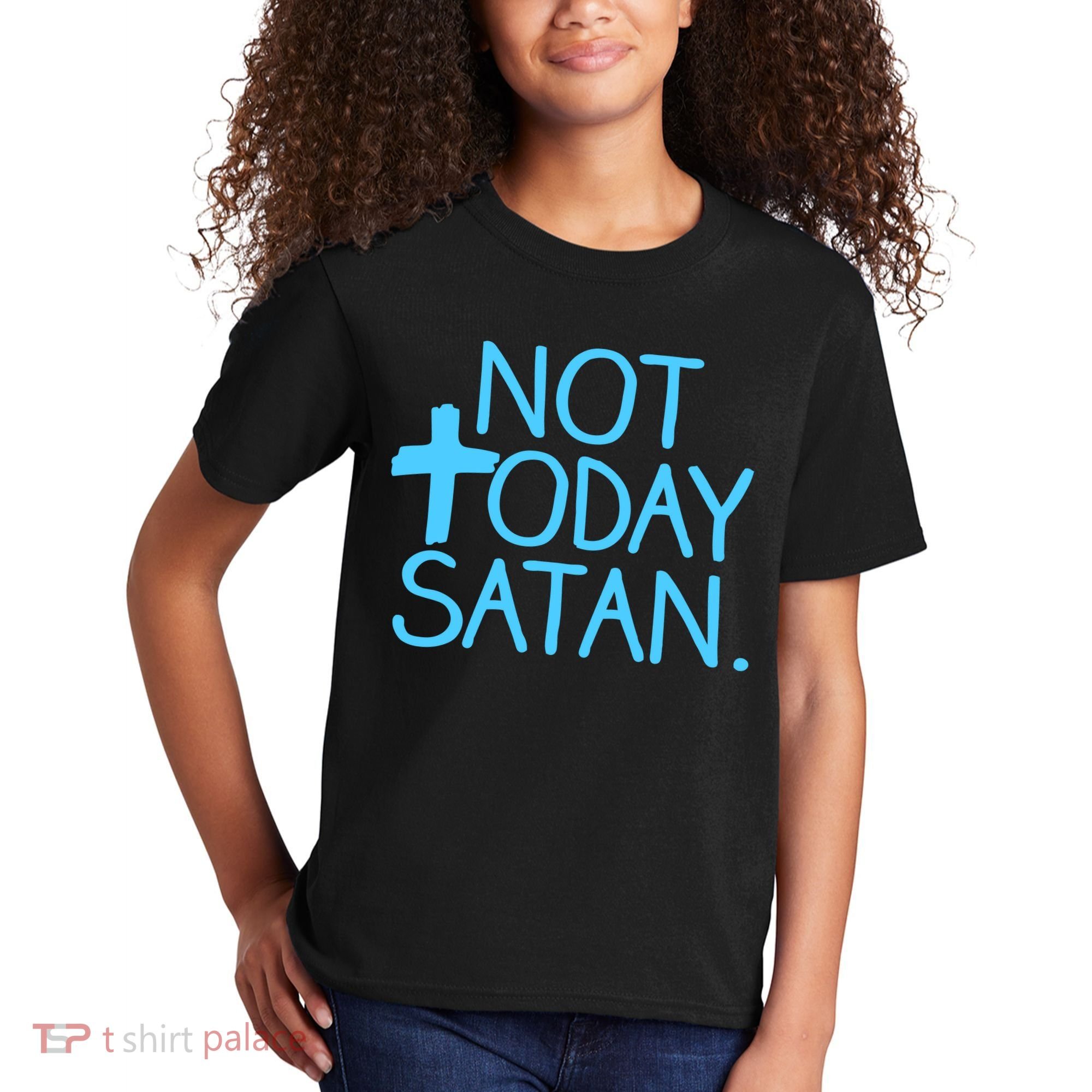 Not Today Satan Jesus Cross Kids T-Shirt