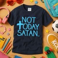 Not Today Satan Jesus Cross Kids T-Shirt thumb 3