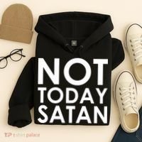 Not Today Satan Text Logo Hoodie thumb 4