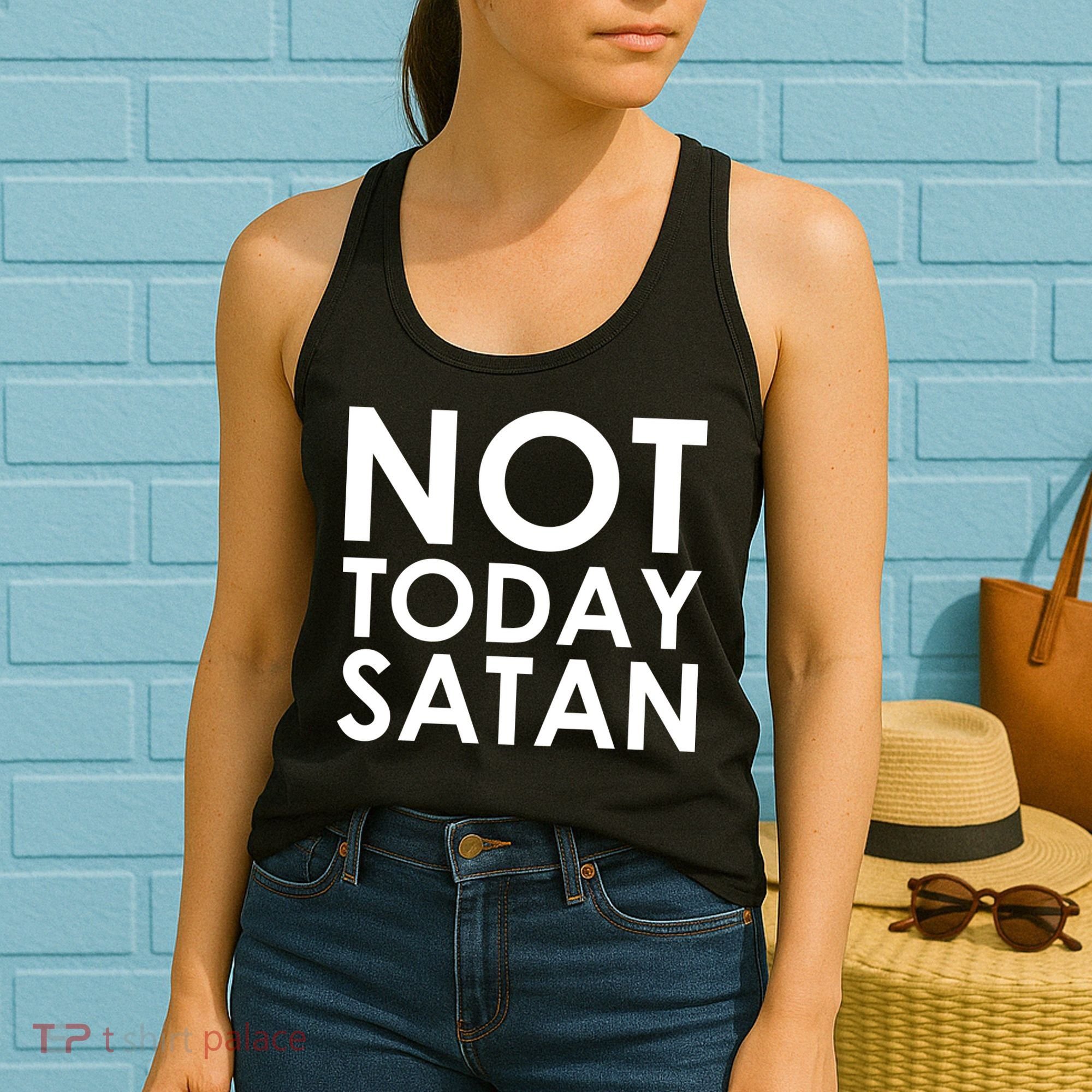 Not Today Satan Text Logo Women's Tank Top