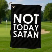 Not Today Satan Text Logo Golf Towel thumb 1
