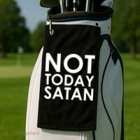 Not Today Satan Text Logo Golf Towel thumb 2