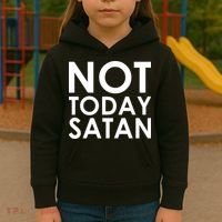Not Today Satan Text Logo Kids Hoodie thumb 3