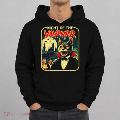 Night Of The Vampurr Funny Cat Halloween Hoodie