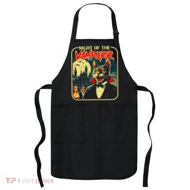 Night Of The Vampurr Funny Cat Halloween Apron