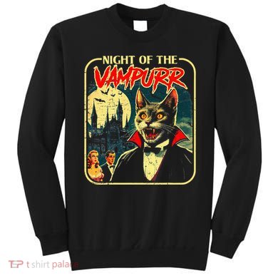 Night Of The Vampurr Funny Cat Halloween Sweatshirt