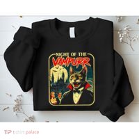 Night Of The Vampurr Funny Cat Halloween Sweatshirt thumb 2
