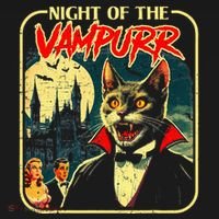 Night Of The Vampurr Funny Cat Halloween Sweatshirt thumb 3