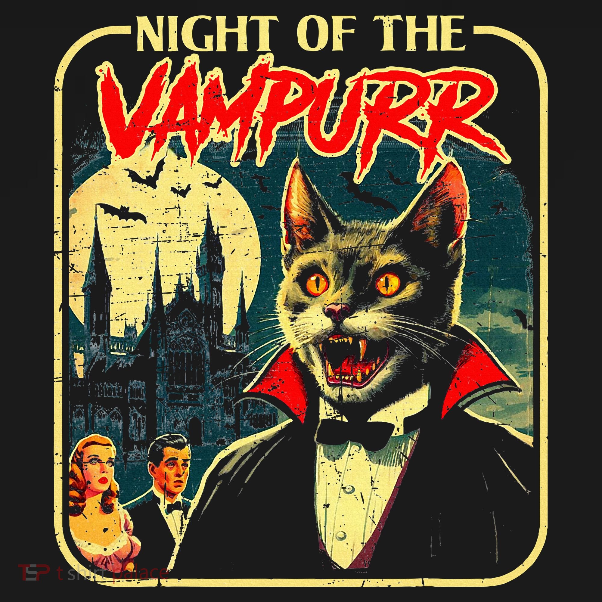 Night Of The Vampurr Funny Cat Halloween Sweatshirt