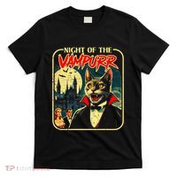 Night Of The Vampurr Funny Cat Halloween T-Shirt thumb 0