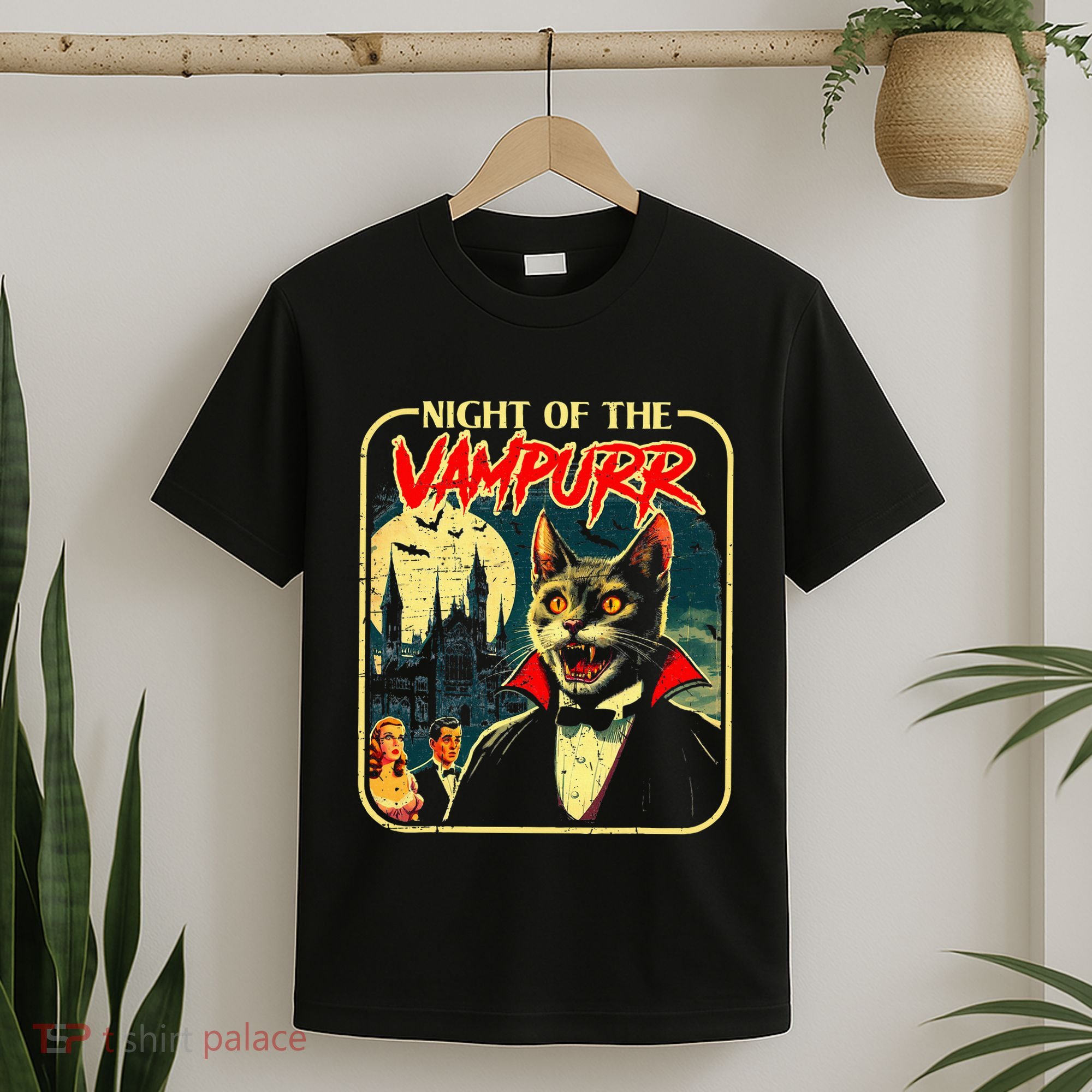Night Of The Vampurr Funny Cat Halloween T-Shirt