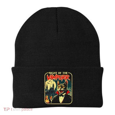 Night Of The Vampurr Funny Cat Halloween Beanie