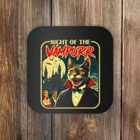 Night Of The Vampurr Funny Cat Halloween Coaster thumb 0