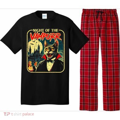 Night Of The Vampurr Funny Cat Halloween Pajama Set