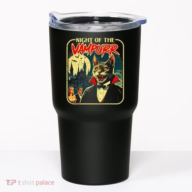 Night Of The Vampurr Funny Cat Halloween Tumbler