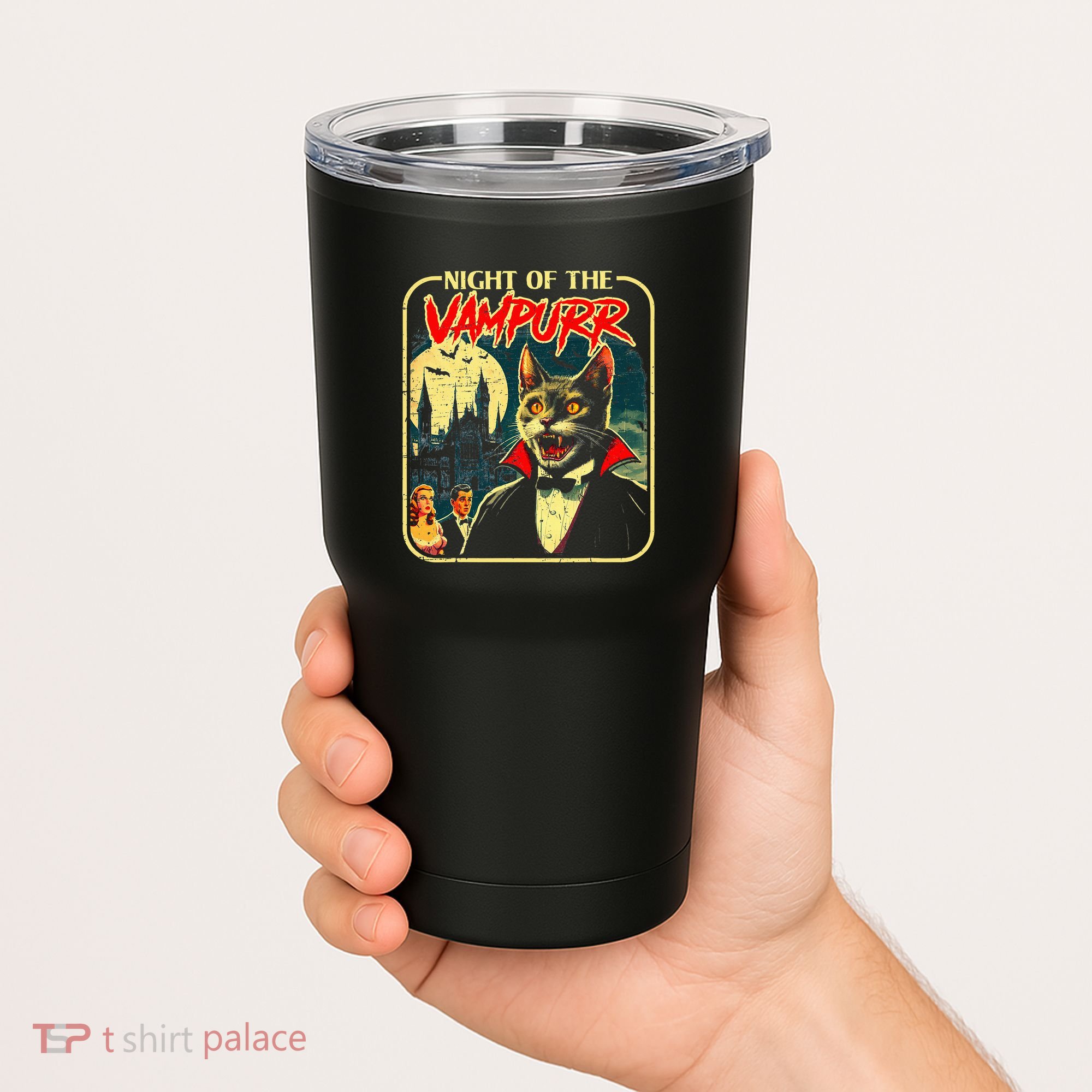 Night Of The Vampurr Funny Cat Halloween Tumbler