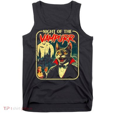 Night Of The Vampurr Funny Cat Halloween Tank Top