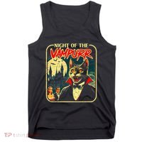 Night Of The Vampurr Funny Cat Halloween Tank Top thumb 0