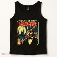 Night Of The Vampurr Funny Cat Halloween Tank Top thumb 2