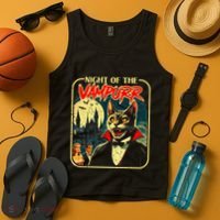 Night Of The Vampurr Funny Cat Halloween Tank Top thumb 4