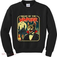 Night Of The Vampurr Funny Cat Halloween Kids Sweatshirt thumb 0